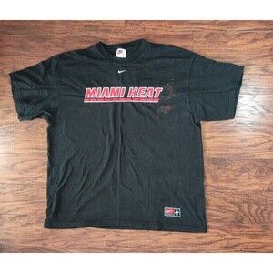 Vintage Miami Heat Nike NBA Authentics Shirt Late 80's Tag Black Made In Usa XL